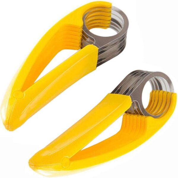2 PCS Banana Slicer,ABS + 304 Stainless Steel Fruit Salad Peeler Cutter Kitchen Tools For banana, hotdog, strawberry,cucumber