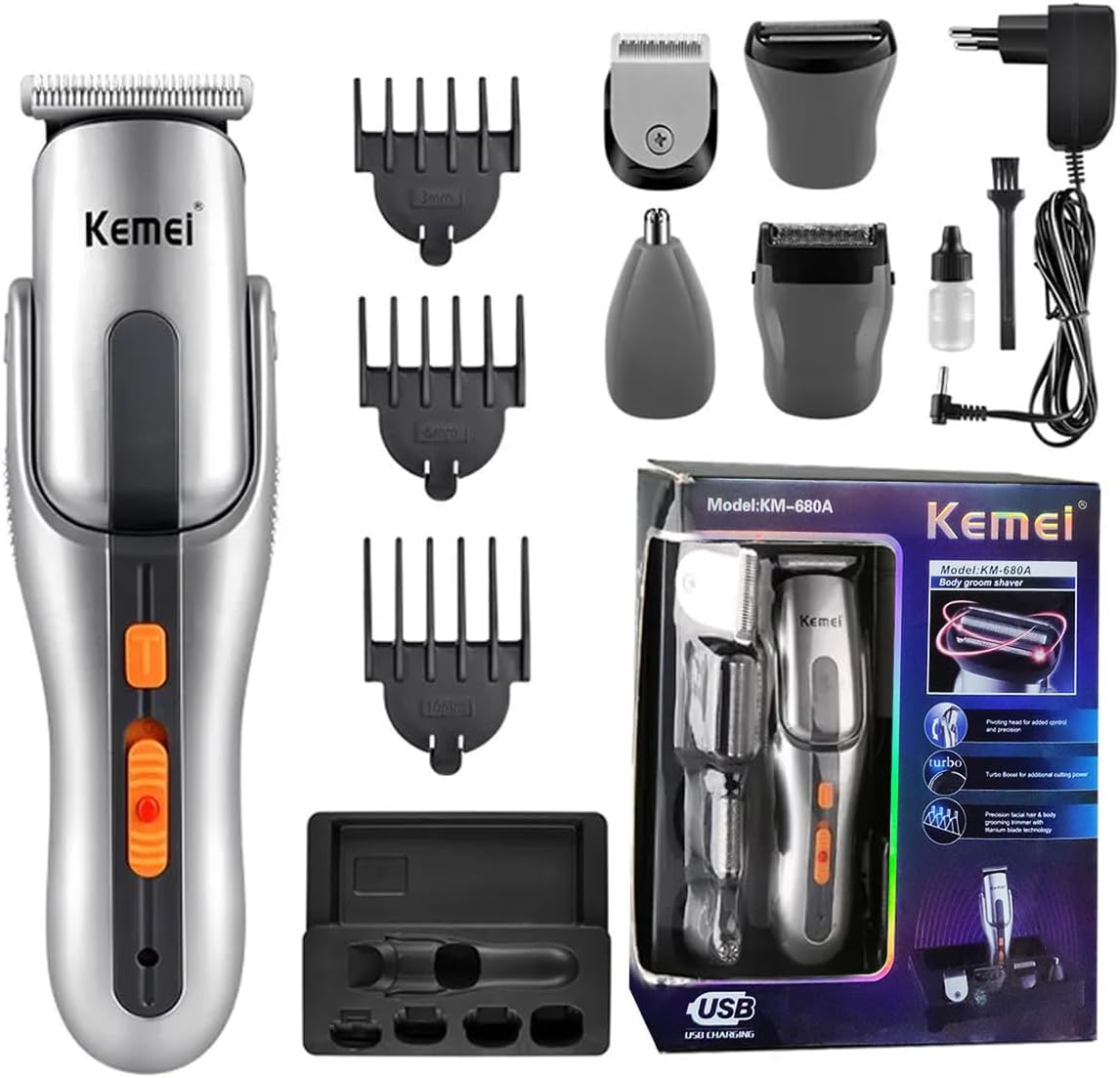 2024/11/6955549306059-I-1.jpg - Kemei KM-605
Kemei Hair Trimmer For Men - KM-605